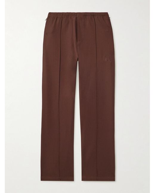 Needles Brown W.U. Flared Logo-Embroidered Twill Trousers for men