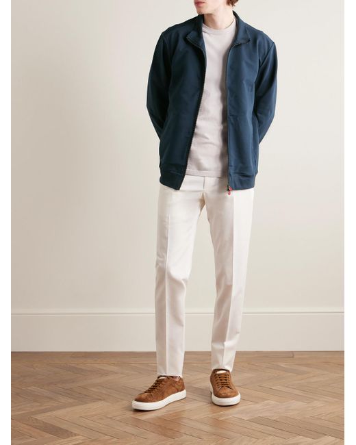 Kiton Blue Cotton-blend Jersey Zip-up Cardigan for men
