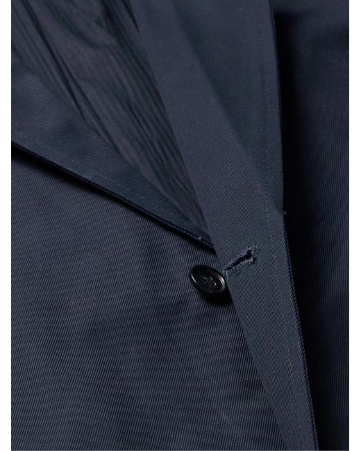 Adish Blue Wool-Trimmed Cotton-Twill Overcoat for men