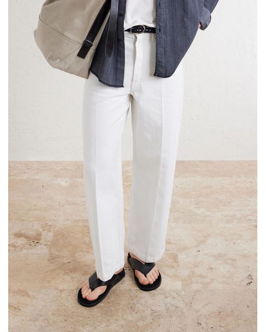 Mr P. White Leather Sandals for men