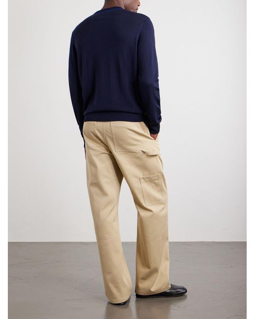 Loewe Blue Anagram-Embroidered Wool-Blend Sweater for men