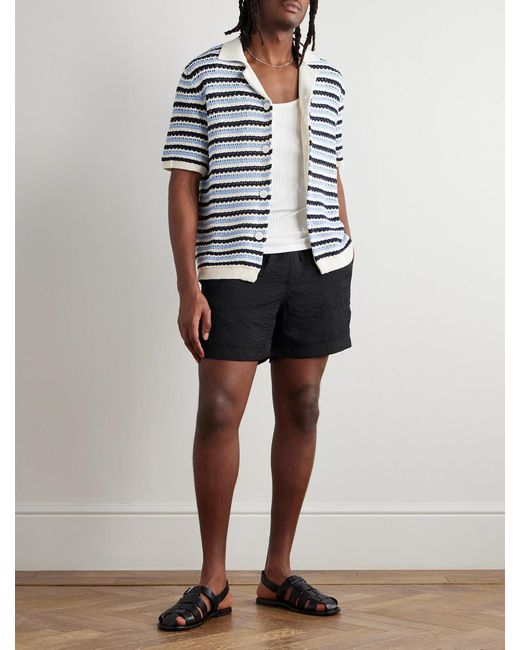 NN07 Blue Ryder 5971 Straight-Leg Crinkled Tencel Modal-Blend Drawstring Shorts for men