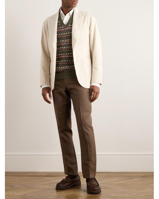 Pantaloni a gamba dritta in lino di Polo Ralph Lauren in Brown da Uomo