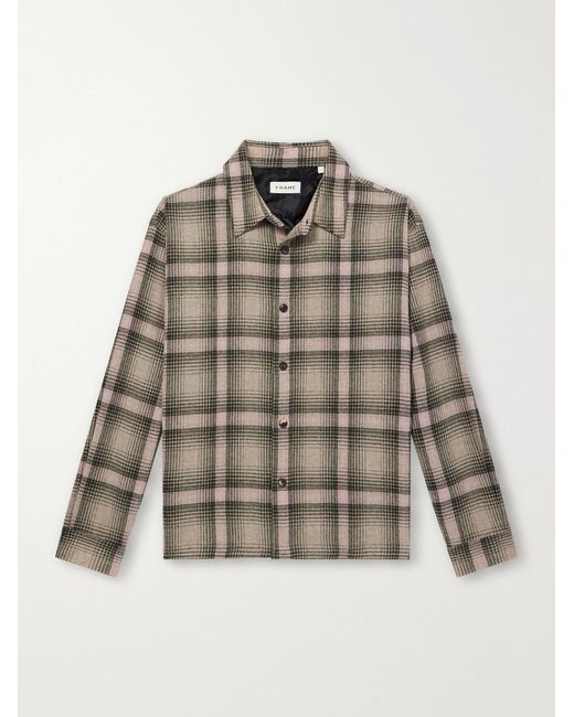 FRAME Brown Checked Wool-Blend Flannel Overshirt for men
