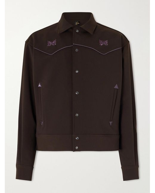 Needles Black Piping Cowboy Logo-Embroidered Woven Jacket for men