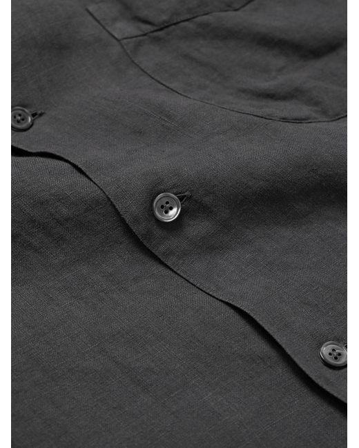 Hartford Black Palmito Mc Convertible-collar Linen Shirt for men