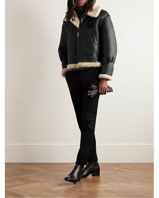 Saint Laurent Black Reversible Leather-trimmed Shearling Flight Jacket for men