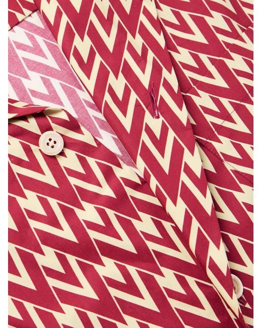 Valentino Garavani Pink Camp-Collar Printed Cotton-Twill Shirt for men