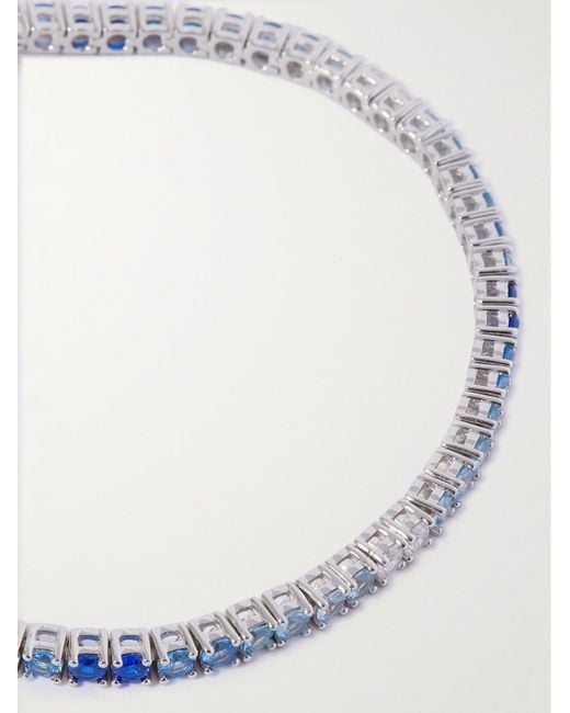 Hatton Labs Blue Silver Cubic Zirconia Tennis Bracelet for men