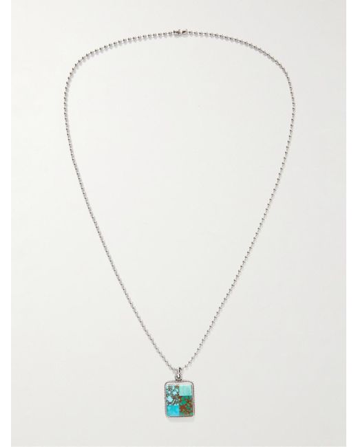 Peyote Bird White Silver Turquoise Pendant Necklace for men