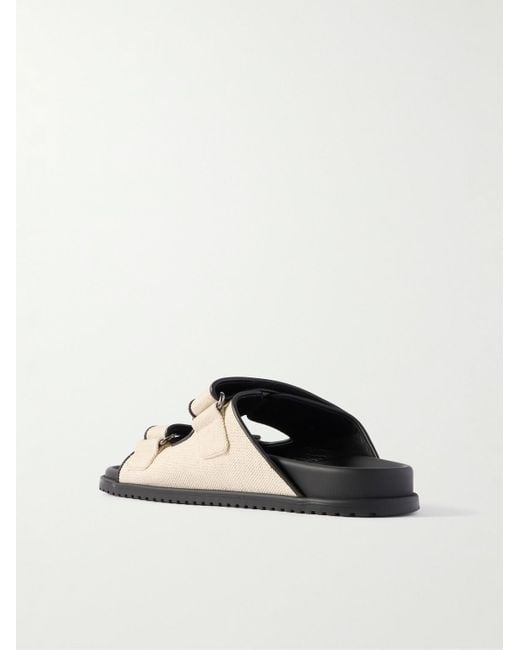 Dolce & Gabbana Pantoletten aus Canvas mit Lederbesatz und Logoverzierung in White für Herren