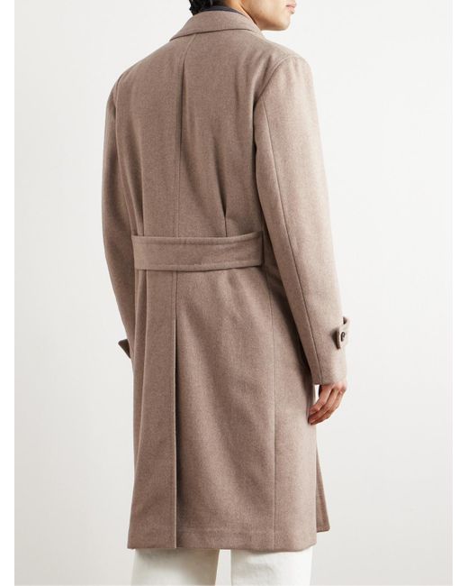 Thom Sweeney Natural Double-breasted Cashmere Coat for men