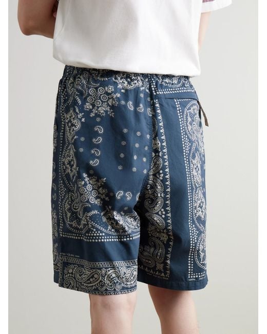 Kapital Blue Straight-Leg Belted Bandana-Print Patchwork Cotton-Twill Shorts for men