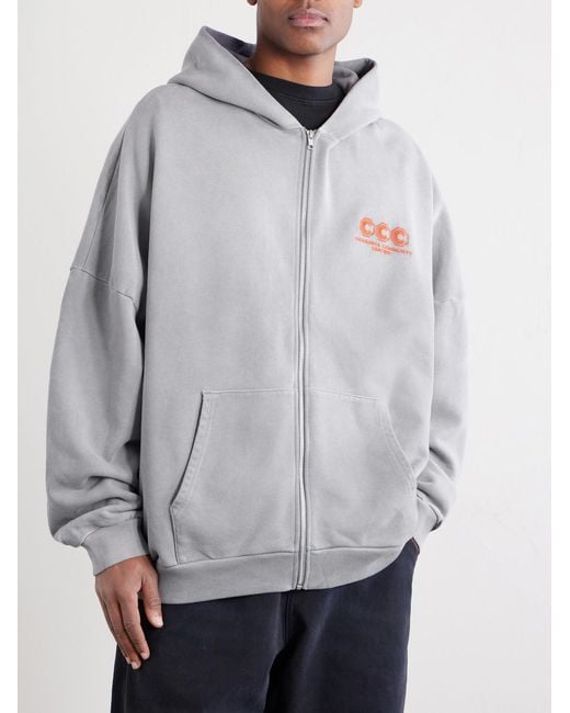 Willy Chavarria Gray Logo-embroidered Cotton-jersey Zip-up Hoodie for men