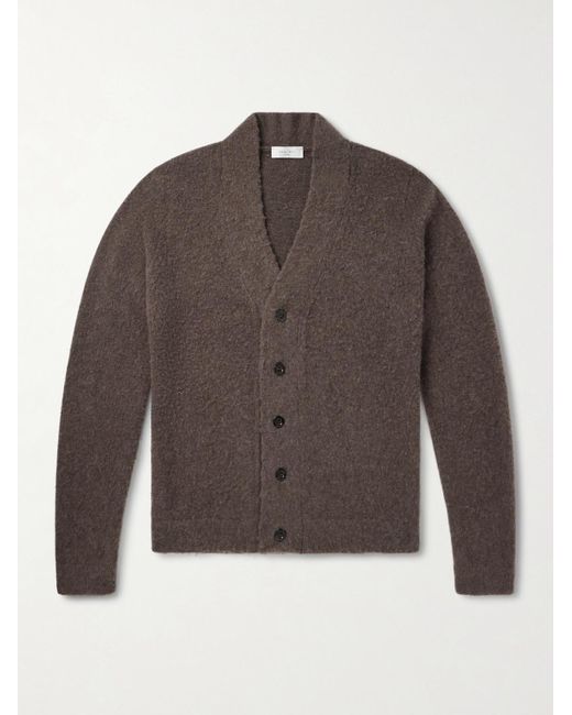 Boglioli Brown Brushed-Virgin Wool And Cashmere-Blend Cardigan for men