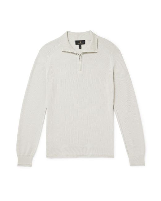 Belstaff White Guide Logo-Appliquéd Cotton Half-Zip Sweater for men