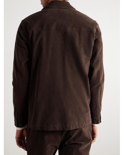 Altea Brown Constantin Garment-Dyed Stretch-Cotton Corduroy Overshirt for men