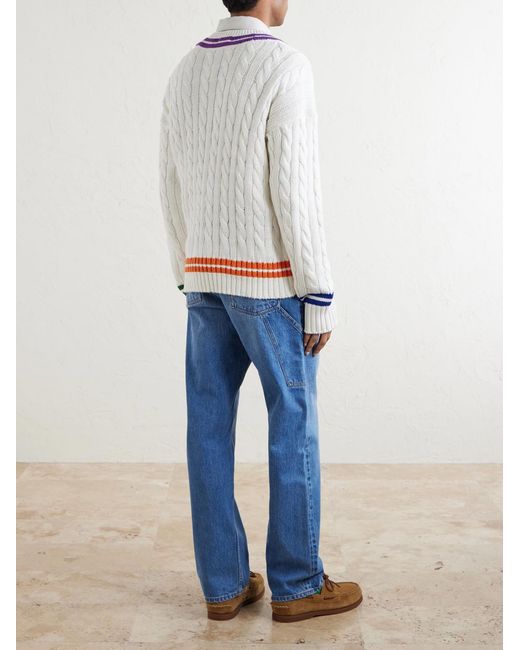 Polo Ralph Lauren White Logo-Embroidered Cotton Sweater for men