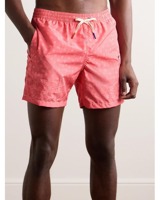 Altea Pink Slim-fit Mid-length Printed Swim Shorts for men