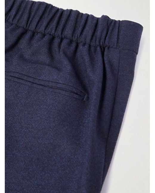 Boglioli Blue Straight-Leg Virgin Wool-Flannel Trousers for men