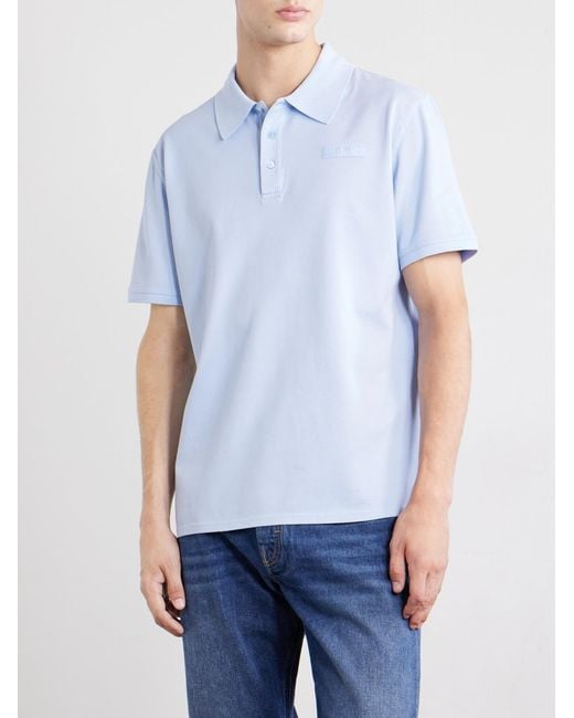 Givenchy Blue Logo-Appliqué Cotton-Piqué Polo Shirt for men