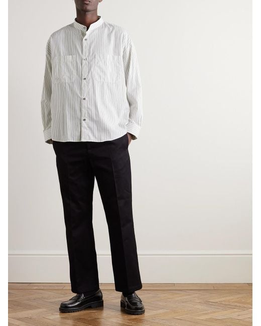 Camicia in misto cotone a righe con collo alla coreana di FRAME in White da Uomo