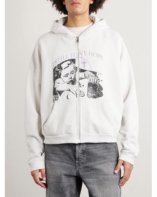 Enfants Riches Deprimes Natural I Still Have Hope Printed Cotton-jersey Zip-up Hoodie for men