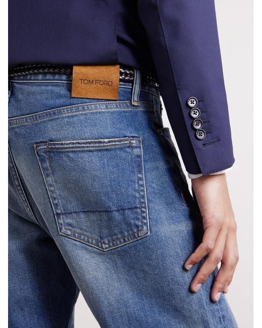 Tom Ford Blue Straight-Leg Selvedge Jeans for men