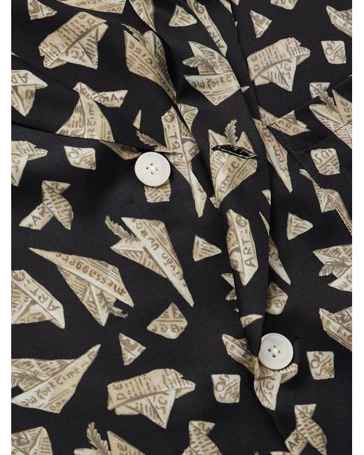 Paper Hat Camp-Collar Printed Satin Shirt di Bode in Black da Uomo
