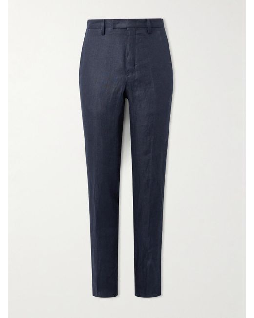 Mr P. Blue Philip Straight-leg Linen-twill Suit Trousers for men