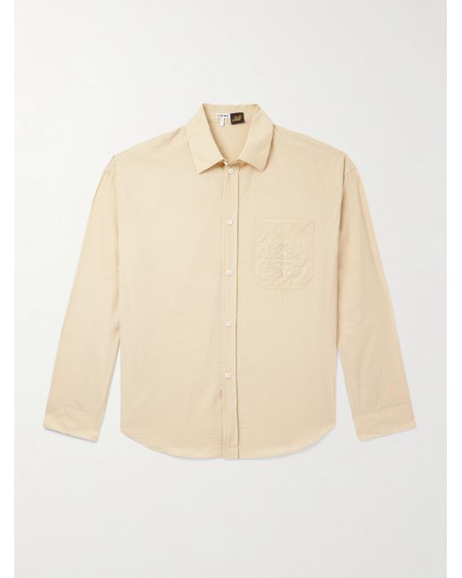 Loewe Natural Paula's Ibiza Logo-Embroidered Crinkled Cotton-Blend Shirt for men