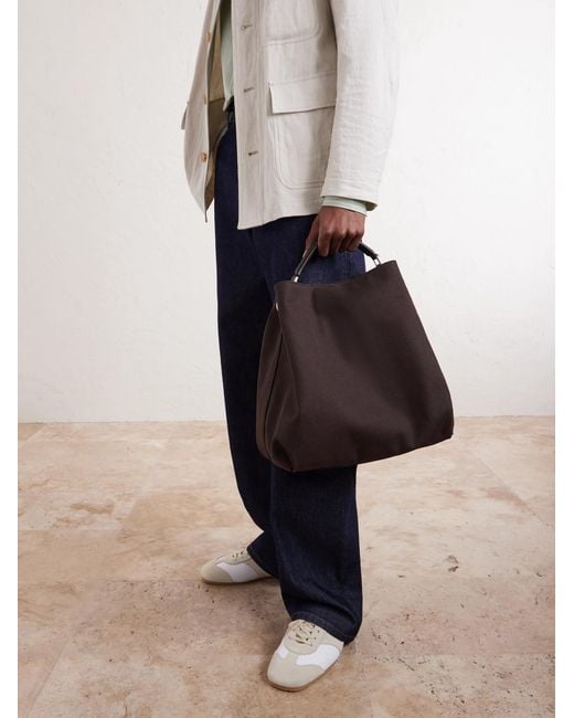 Dries Van Noten Black Leather-Trimmed Canvas Tote for men