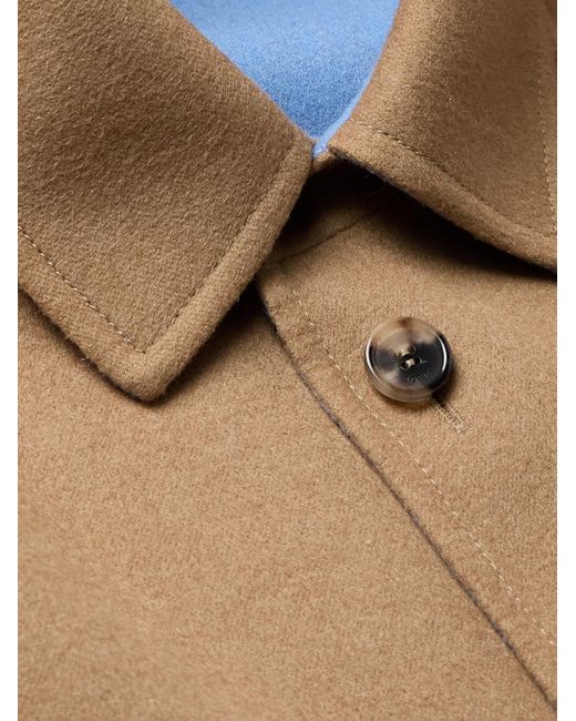 Loewe Hemdjacke aus einer gebürsteten Woll-Kaschmirmischung mit Lederbesatz und Logoprägung in Natural für Herren