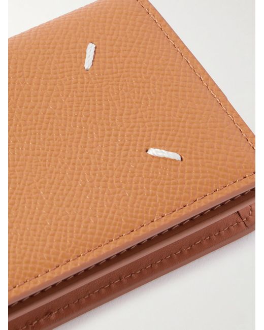 Maison Margiela Natural Logo-embroidered Full-grain Leather Cardholder for men