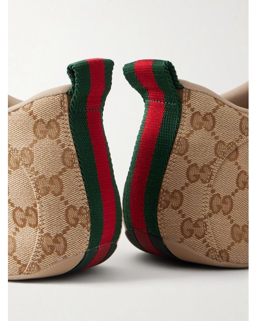 Gucci Natural Manhattan Web-Trimmed Gg-Canvas Sneakers for men