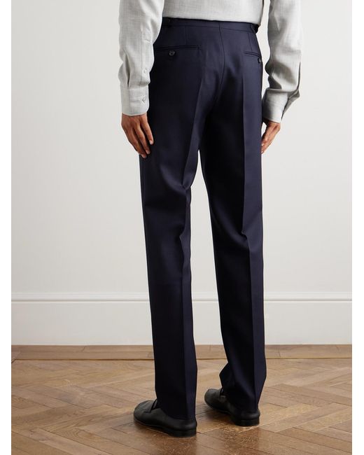 De Petrillo Blue Slim-fit Tapered Pleated Wool-twill Suit Trousers for men