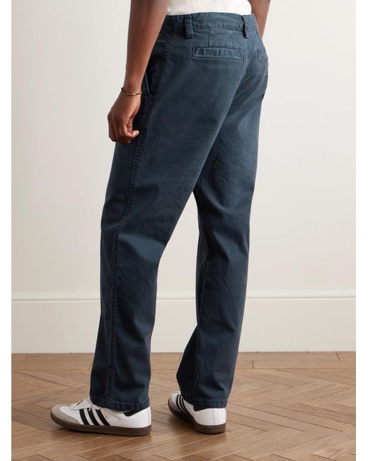 Corridor NYC Blue Straight-Leg Garment-Dyed Stretch-Cotton Twill Trousers for men