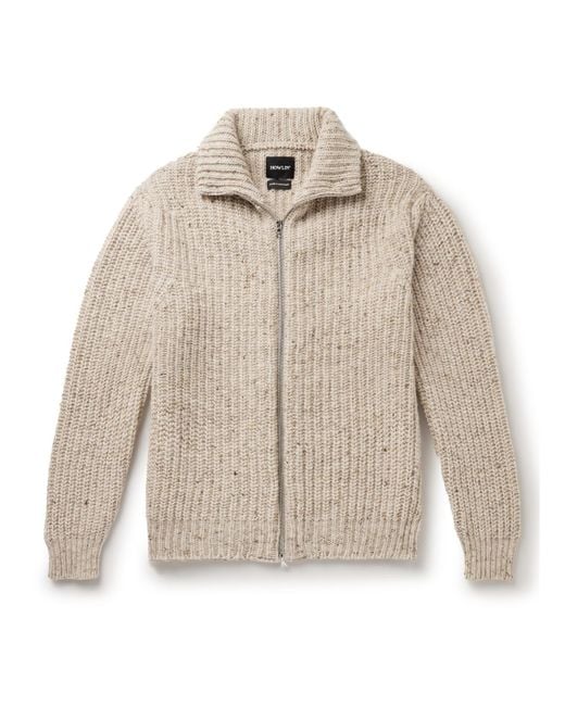 Howlin' By Morrison Natural Loose Ends Ribbed Donegal Wool Zip-up Cardigan for men