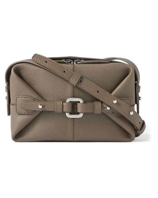 Bonastre Brown Air Embellished Panelled Leather Messenger Bag for men