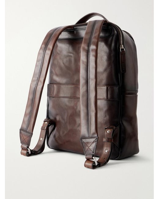 Officine Creative Brown Quentin 023 Full-grain Leather Backpack for men