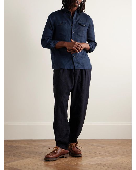 Polo Ralph Lauren Blue Linen Overshirt for men