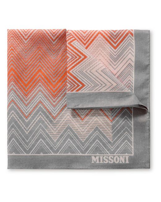 Missoni Gray Printed Cotton Pocket Square for men