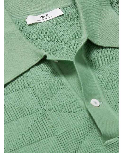 Mr P. Green Jacquard-Knit Cotton Polo Shirt for men