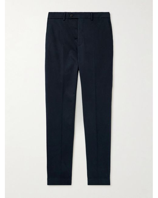Slowear Blue Incotex Straight-leg Stretch-cotton Trousers for men