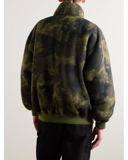 (w)taps Black Logo-appliquéd Camouflage-print Fleece Jacket for men
