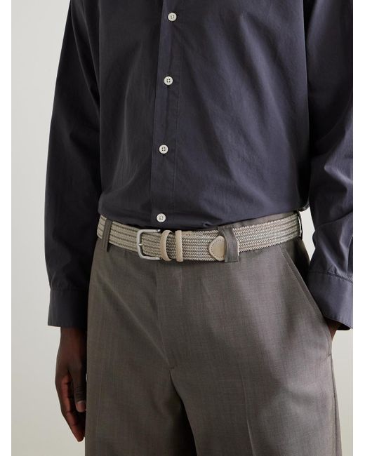 Mr P. Natural 3.5cm Suede-trimmed Woven Belt for men