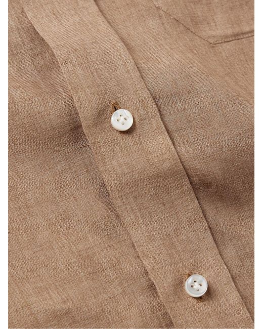 Rubinacci Natural Grandad-collar Linen Shirt for men