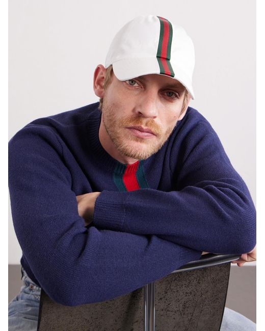 Gucci Natural Antonine Webbing-Trimmed Cotton-Blend Twill Baseball Cap for men