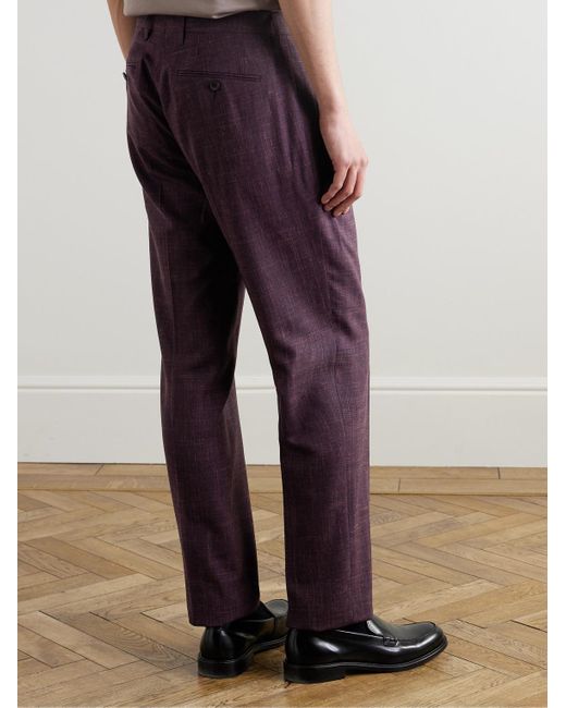 Mr P. Purple Mike Straight-leg Pleated Wool for men