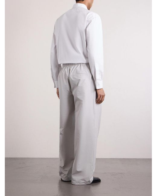 Amomento Gray Drawstring Straight-Leg Woven Trousers for men